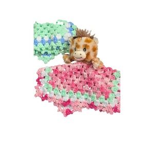 Set‎ of 2 Handmade Upcycle Plush Animal Lovey Security Blankets